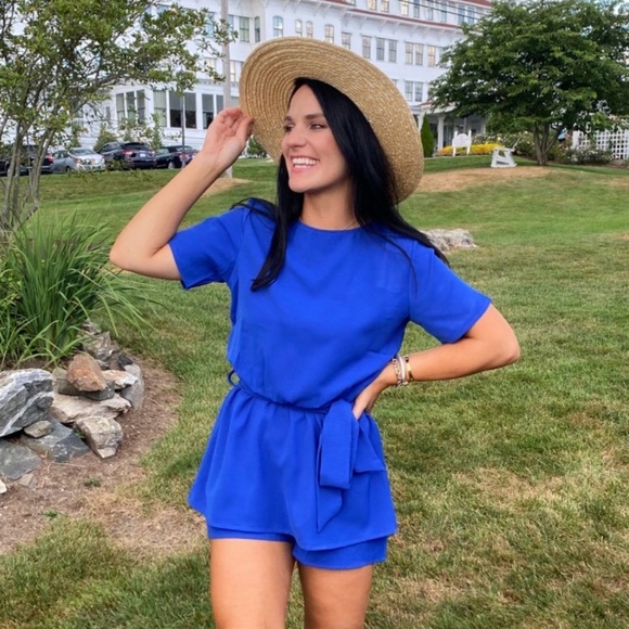 Dresses & Skirts - Royal Blue Ruffled Romper Size S Tie Waist